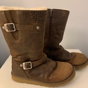 UGG Kensington Moto brown buckle women’s boots